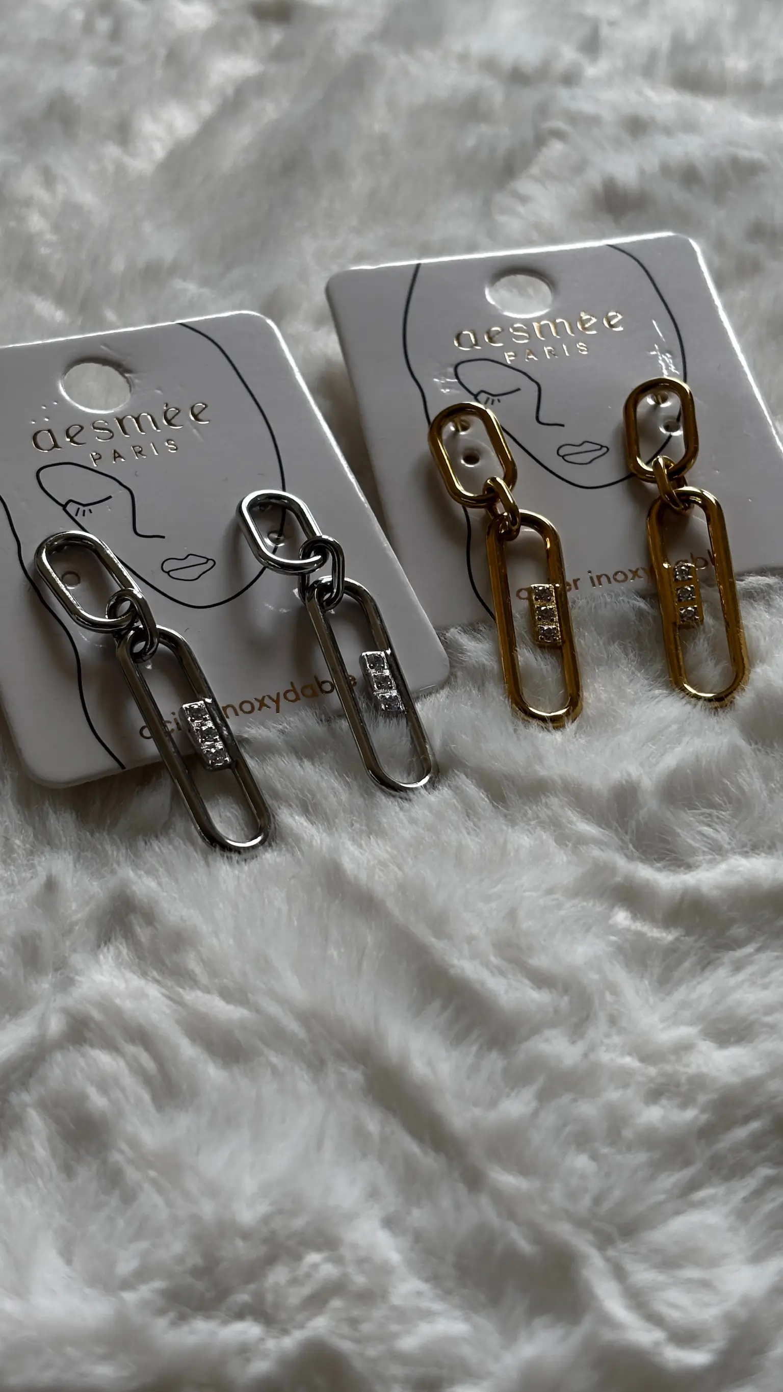 Boucles d’oreilles maillons avec strass